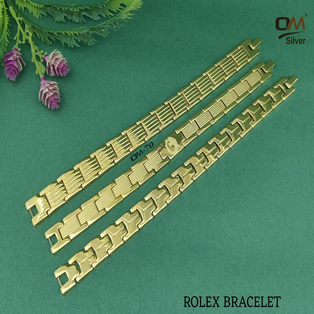 Italian [ Rolex ] Gold Plated Mens Silver Bracelet - Occasion: Gift