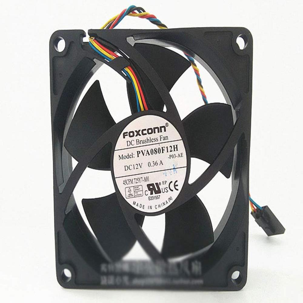 FOXCONN PVA080F12H 12V DC 0.36A 8025mm Ball Bearing Industrial Axial Cooling Fan