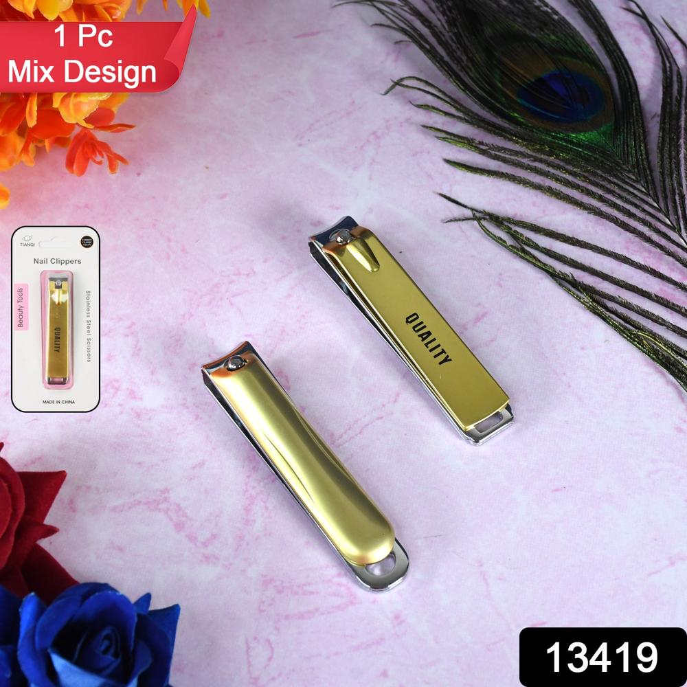 Stainless Steel Folding Portable Large Nail Clippers With Nail File (1 Pc / Mix Design) - Color: Health & Personal Care