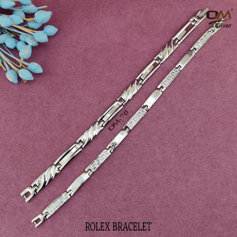 Italian [ Rolex ] Silver Mens Bracelet - Size: Free