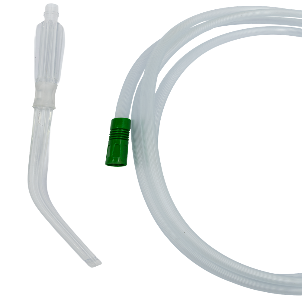 Yankauer Suction Set - Color: Transparent With Green Connectors