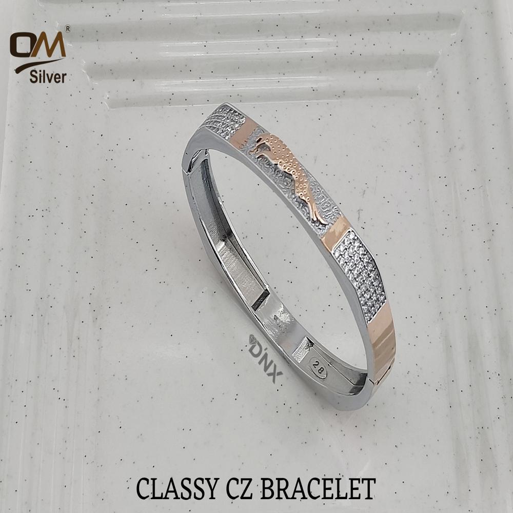 Classy Cz Rosegold Kada Bracelet - Color: Gold