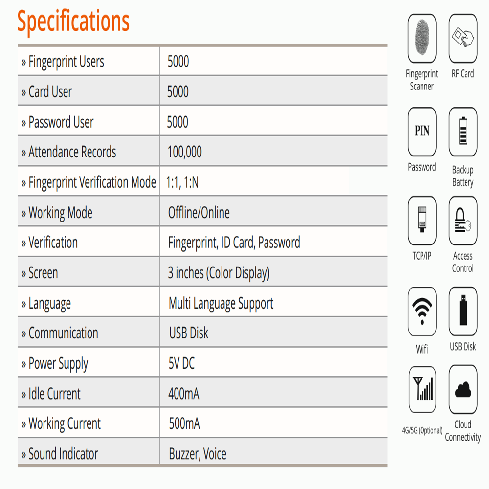 RS 20+ Biometric Attendance Machine