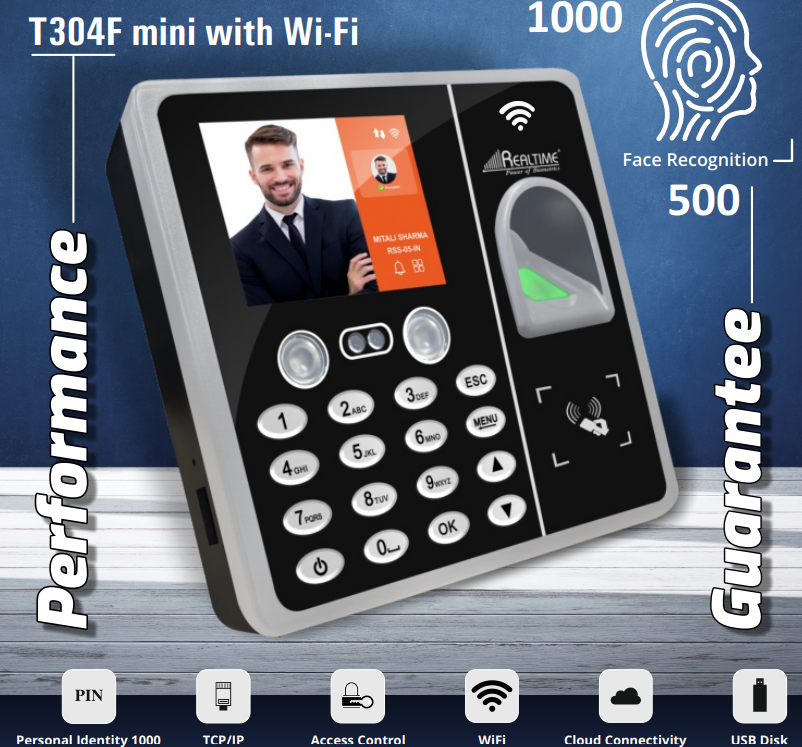 Realtime T304 Fmini With Wifi - Data Capacity: 500 Face Users