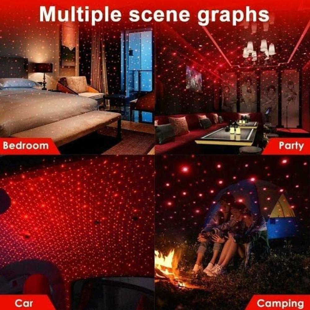 USB Star Projector Adjustable Night Light for Home & Car