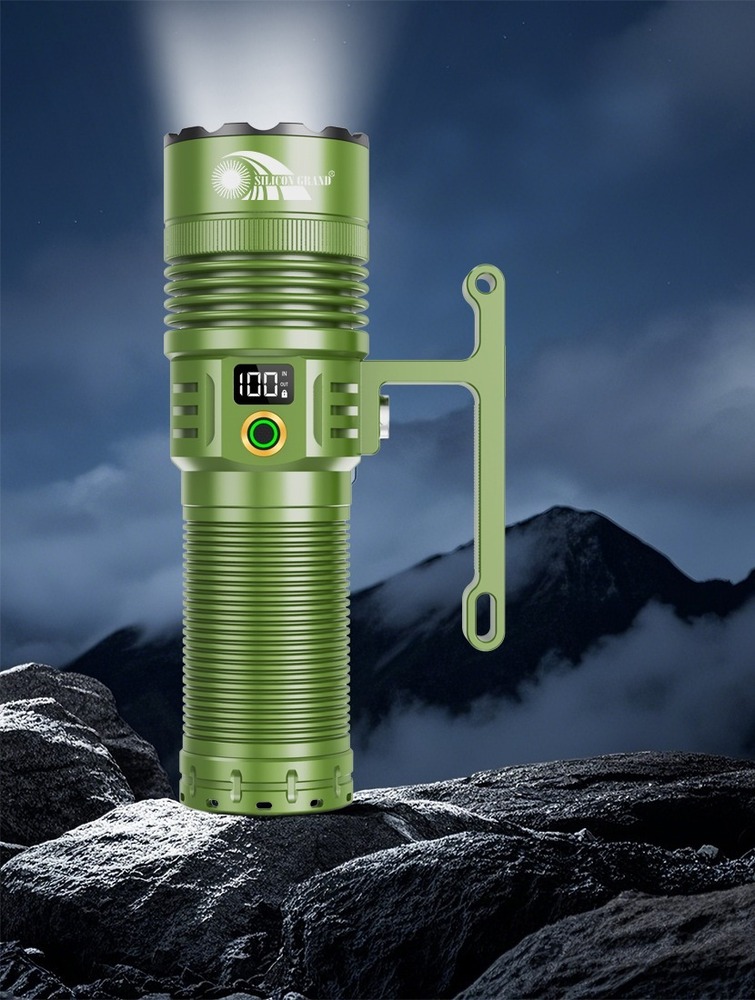 Silicon Grand SG-DRAGON-1 - Aluminum Alloy, Army Green, 150W LED Torch | 32000mAH Battery, Fixed Focus, IPX6 Waterproof