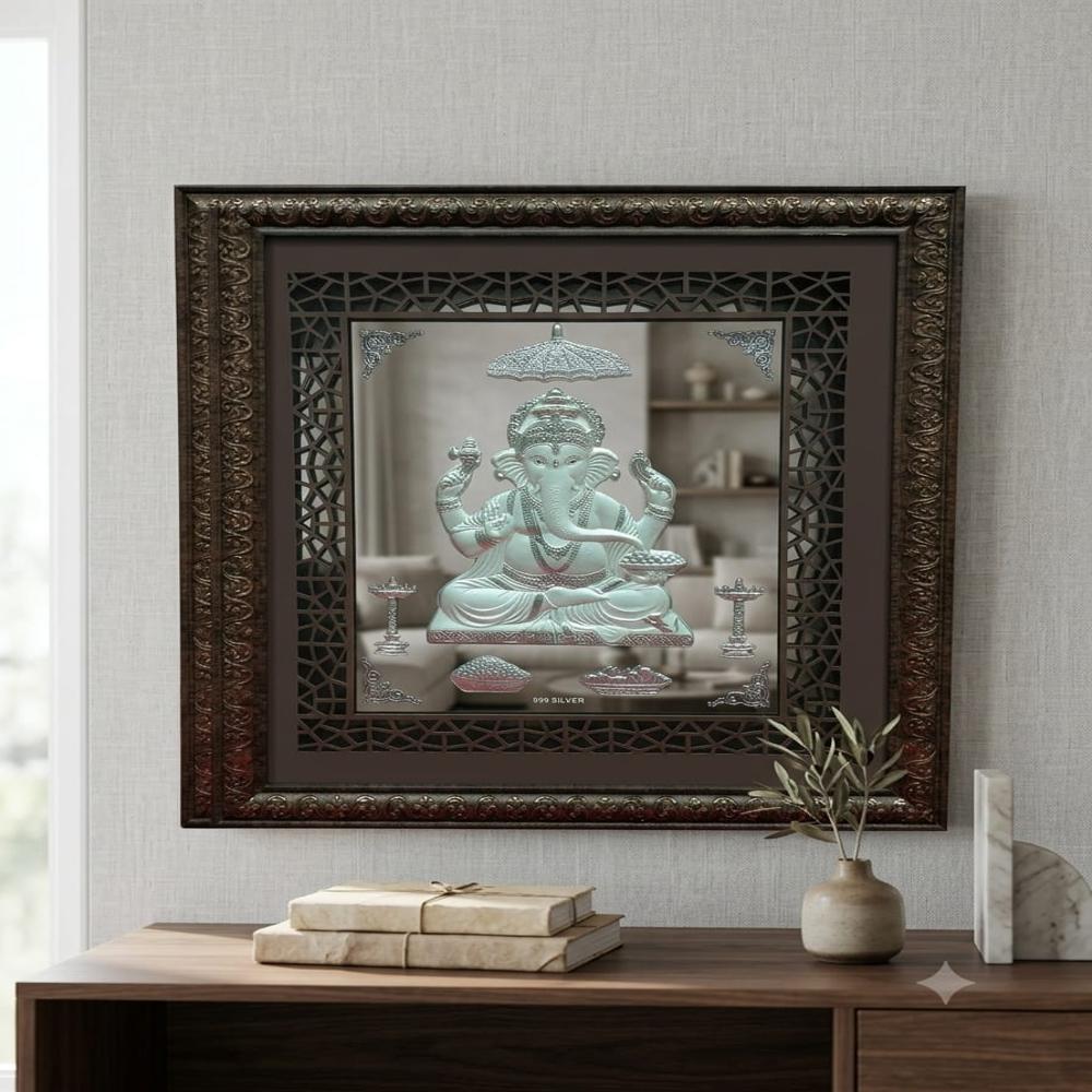 Laxmi Ganesh Saraswati 999 Pure Silver Frame