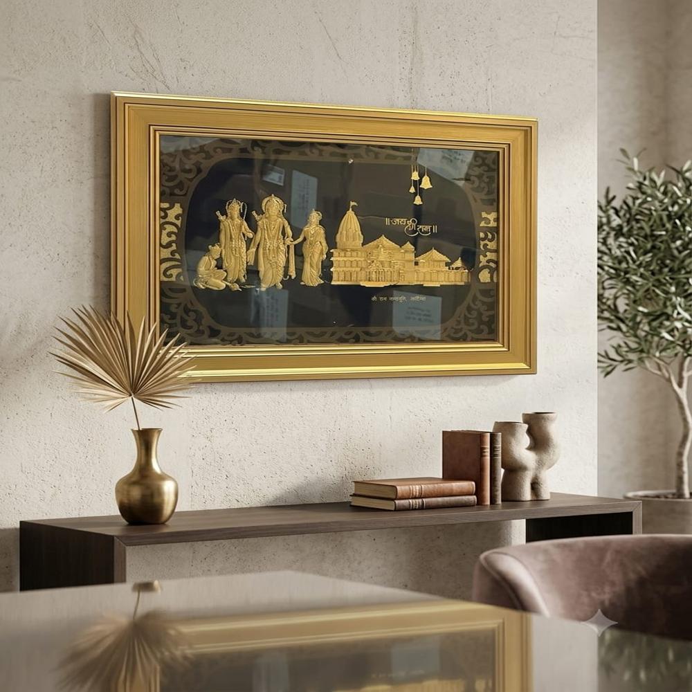 999 Premium Pure Silver Ram Darbar with Ayodhya Ram Mandir Wall Art Frame