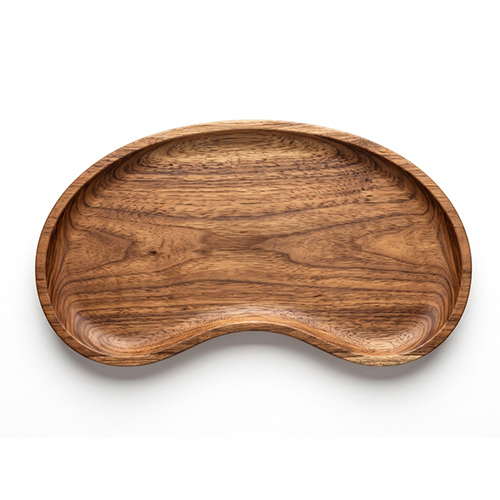 (L-5 x W-9.75 x H-0.5 inch) Wooden Serving Tray Peanut Design With Natural Finish