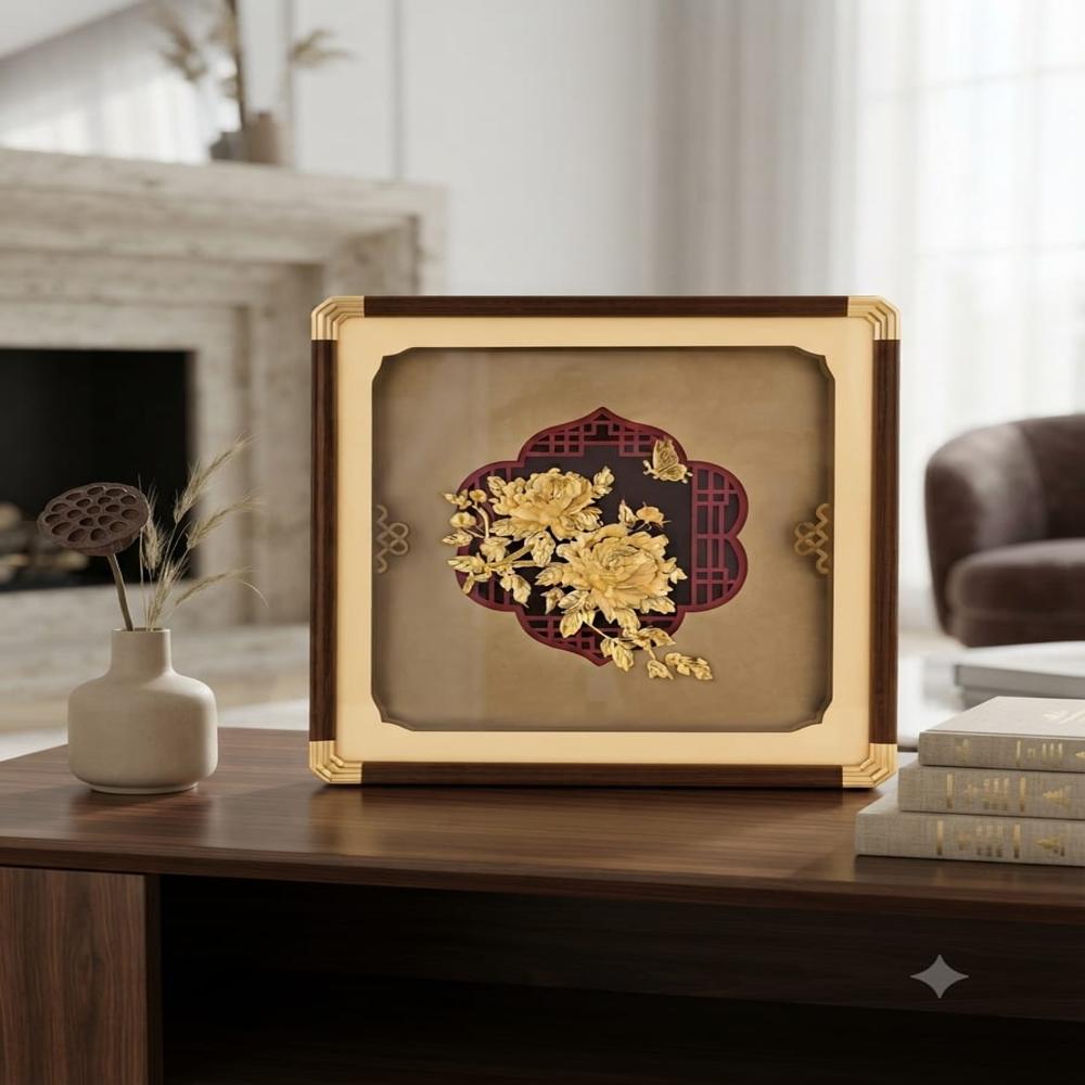 24 KT Peony & Butterfly Wall Art Frame