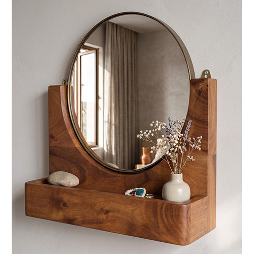 (L-9 x W-3 x H-12 inch) Wall Mirror And Hanging Rack
