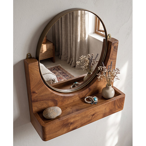 (L-9 x W-3 x H-12 inch) Wall Mirror And Hanging Rack