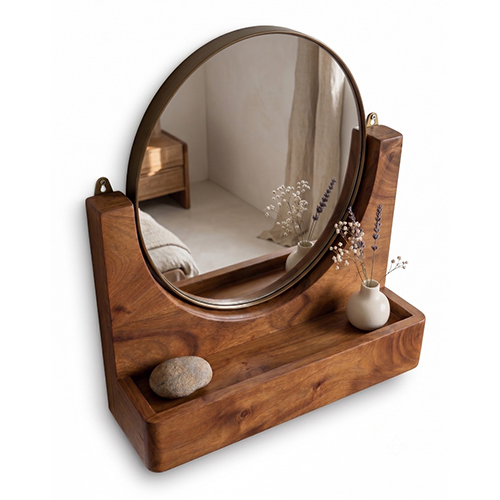(L-9 x W-3 x H-12 inch) Wall Mirror And Hanging Rack