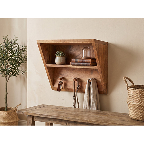 (L-12 x W-6 x H-1.5 inch) Wall Rack Wooden With Natural Finish