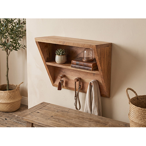(L-12 x W-6 x H-1.5 inch) Wall Rack Wooden With Natural Finish