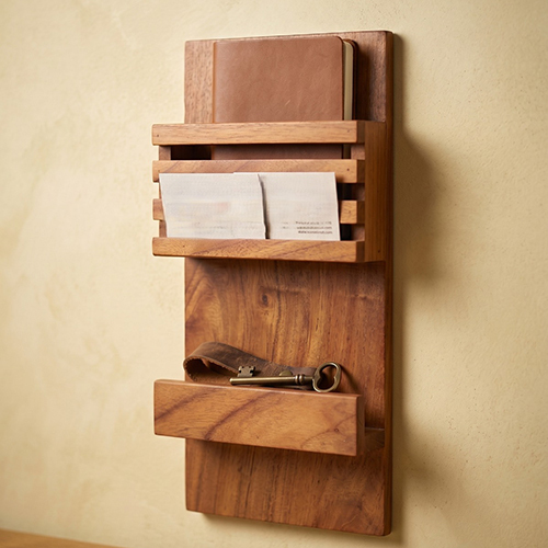 (L-7 x W-8.5 x H-2.5 inch) Wall Rack Wooden With Natural Finish