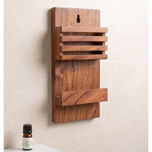 (L-7 x W-8.5 x H-2.5 inch) Wall Rack Wooden With Natural Finish
