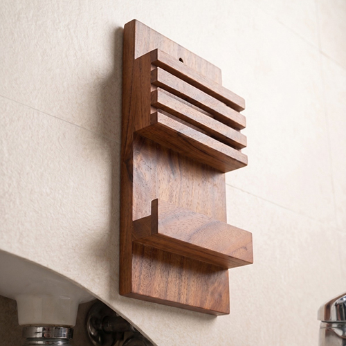 (L-7 x W-8.5 x H-2.5 inch) Wall Rack Wooden With Natural Finish