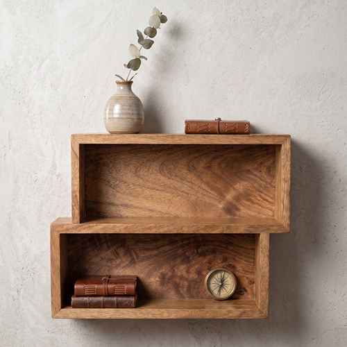 (L-11 x W-8 x H-2 inch) Wooden Wall Rack Natural Finish For Home  Hanging Item
