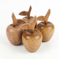 (L-3.25 x W-3.25 x H-6.5 inch) Wooden Apple