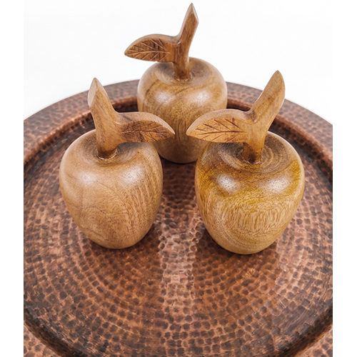 (L-3.25 x W-3.25 x H-6.5 inch) Wooden Apple