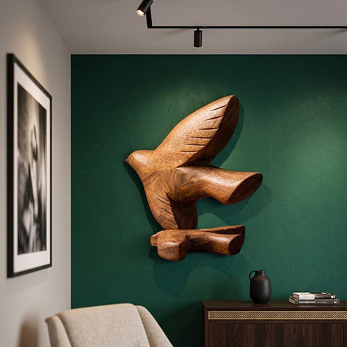 (L-7.5 x W-7.5 x H-1 inch) Decor Hanging Bird Wood Decor Hanging Bird Wood