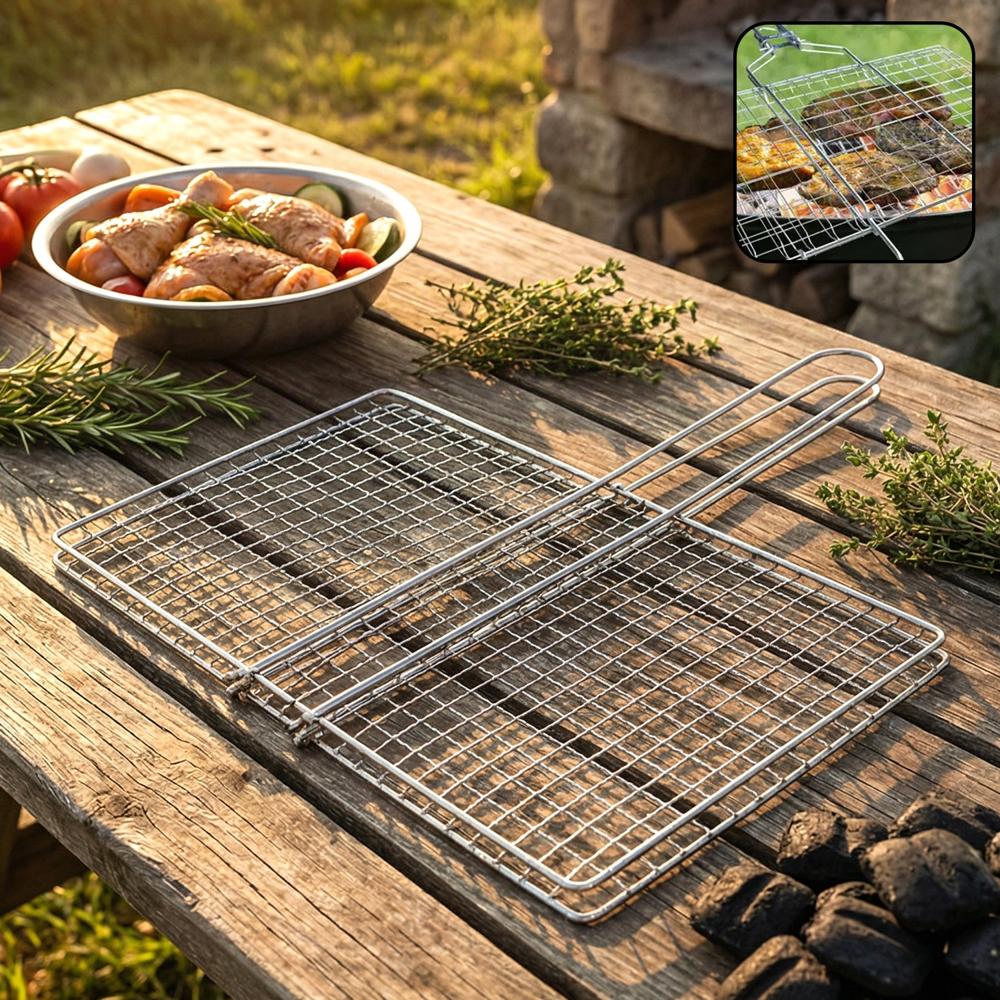 Heavy-duty Stainless-steel Barbecue Grill Basket (1 Pc) - Application: As Per Product Requirement