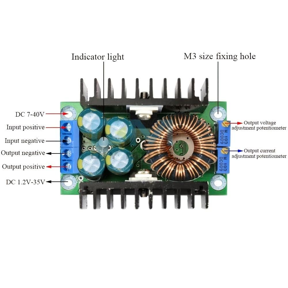 300W XL4016 DC-DC Buck Converter Module 5V 40V Input to 1.2V-35V Adjustable Step Down