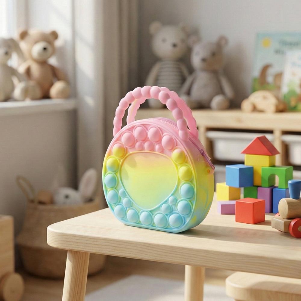 Rainbow Round Silicone Pop It Coin Purse (1 Pc)