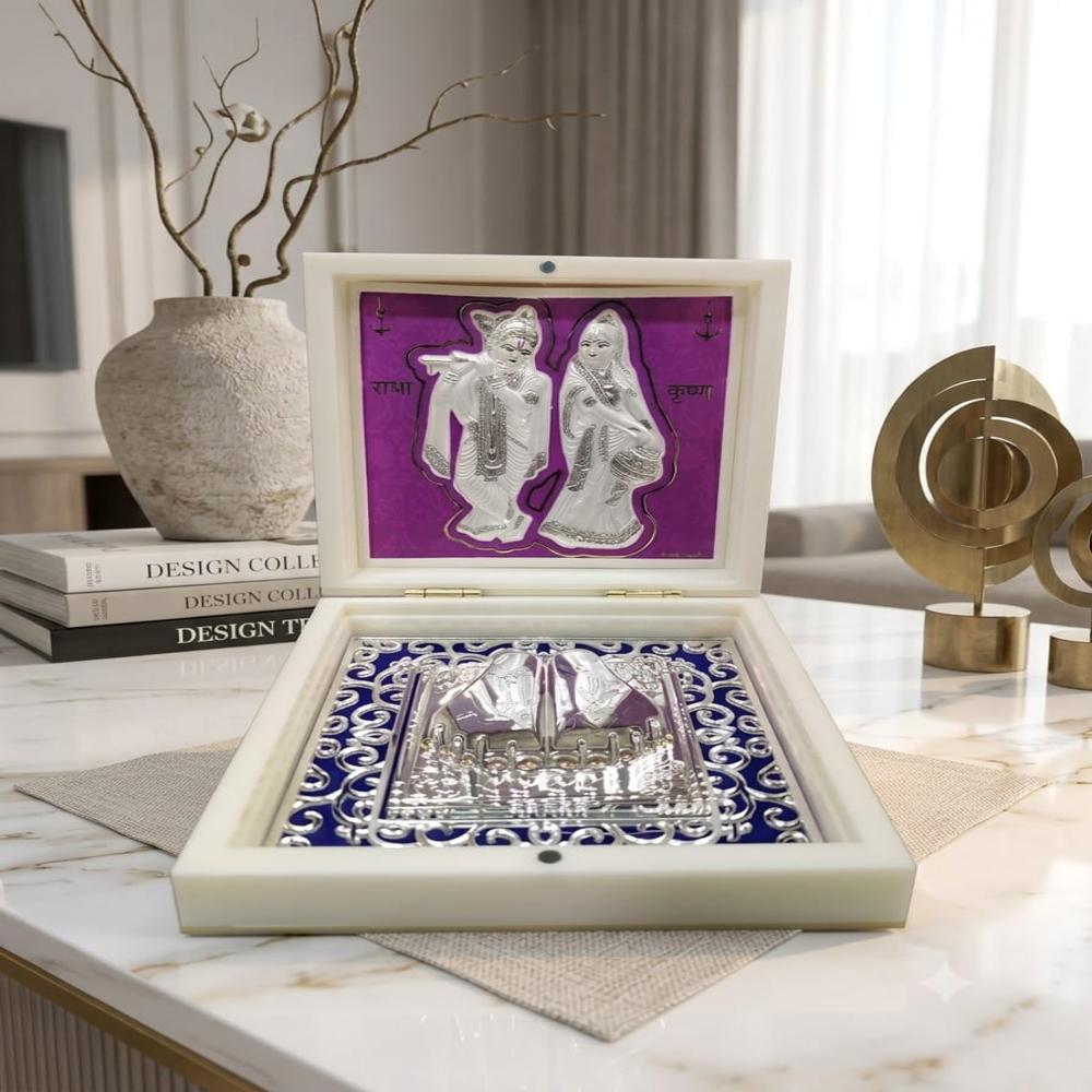 999 silver Radha Krishna devotional Puja Box
