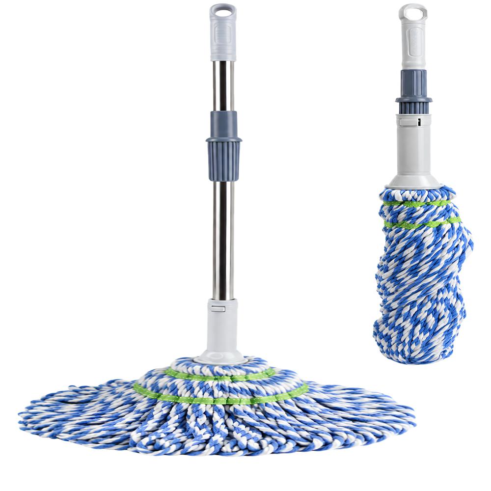 Klyntec Stainless Steel Twist Mop Handle (White & Blue) 130 GMS