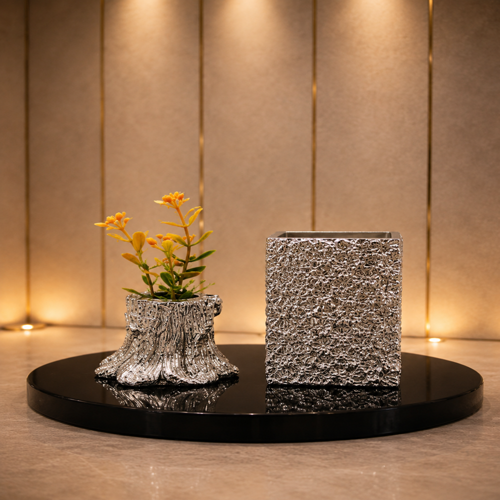 999 silver plant with pen stand