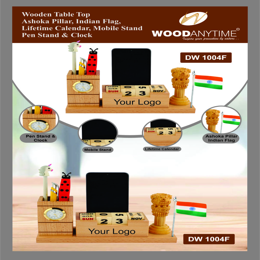 Wooden Ashoka Pillar Pen Stand DW 1004F