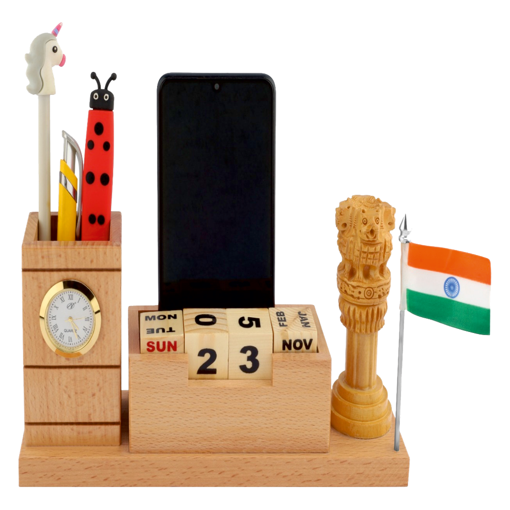 Wooden Ashoka Pillar Pen Stand DW 1004F