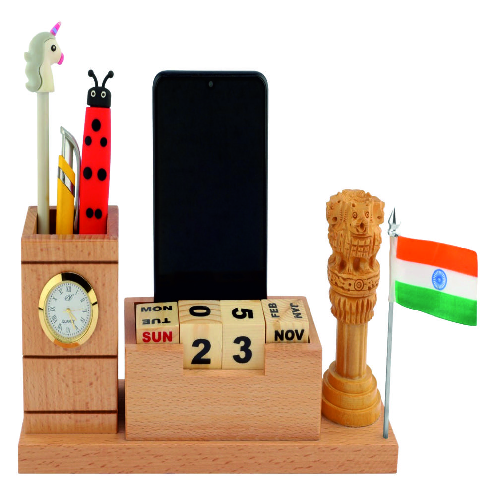 Wooden Ashoka Pillar Pen Stand DW 1004F