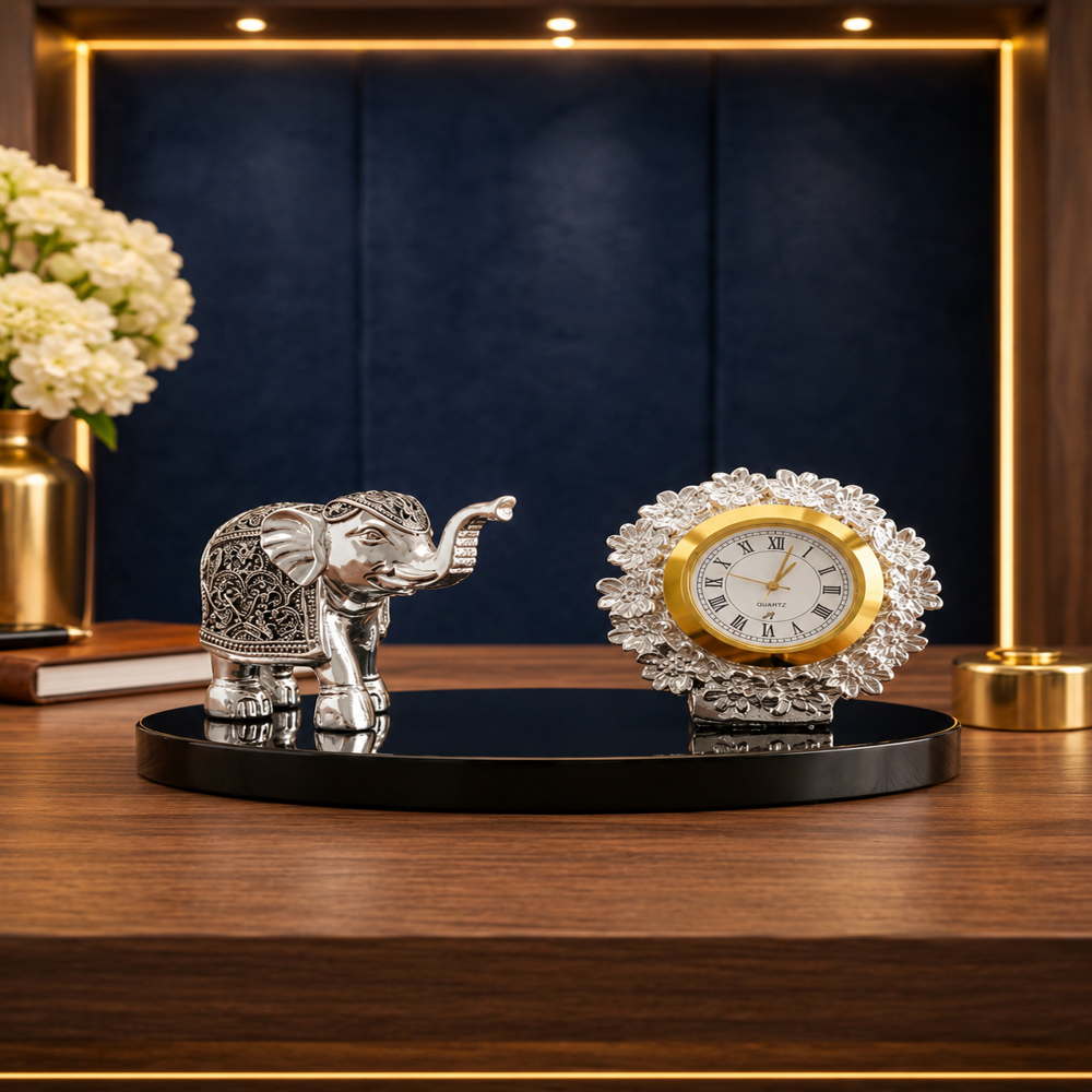 Elegant clock with decorative elephant