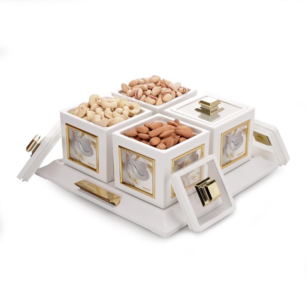 Nayasa Mansion Dry Fruit 4 Pc Container Serving Tray