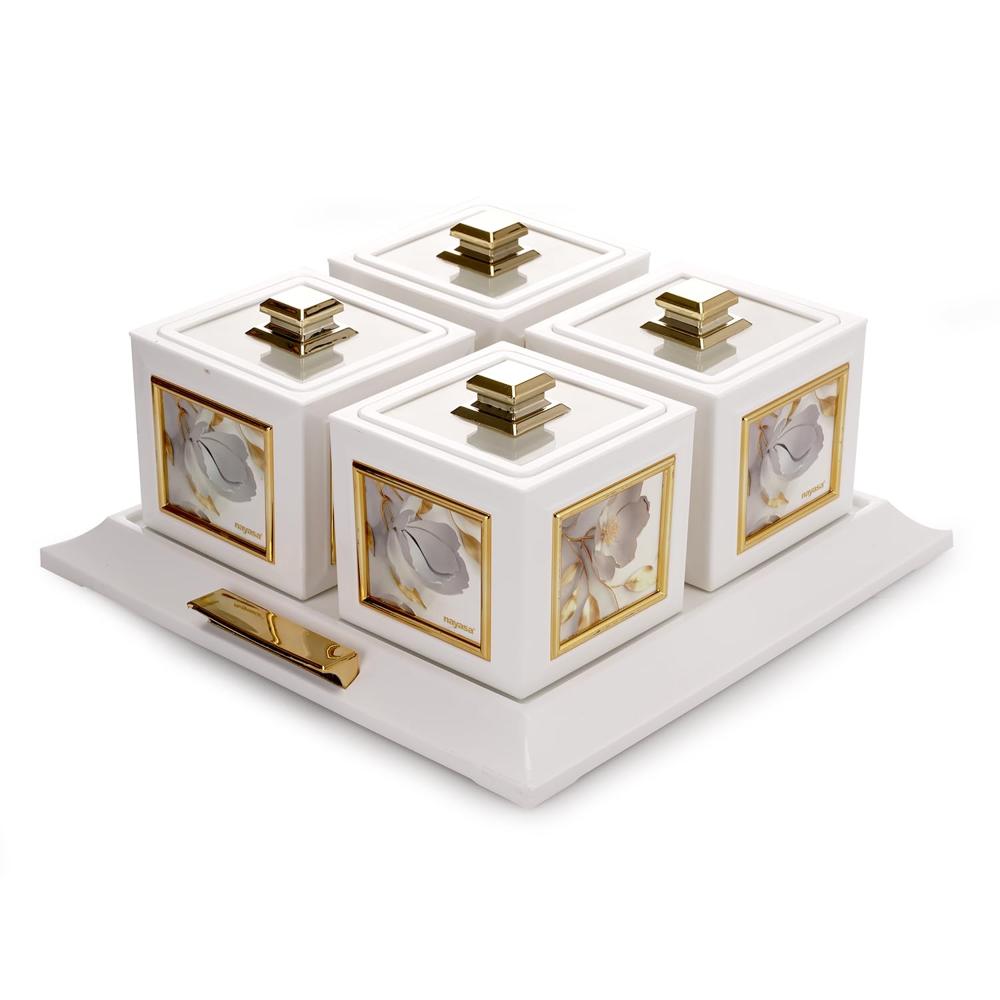 Nayasa Mansion Dry Fruit 4 Pc Container Serving Tray