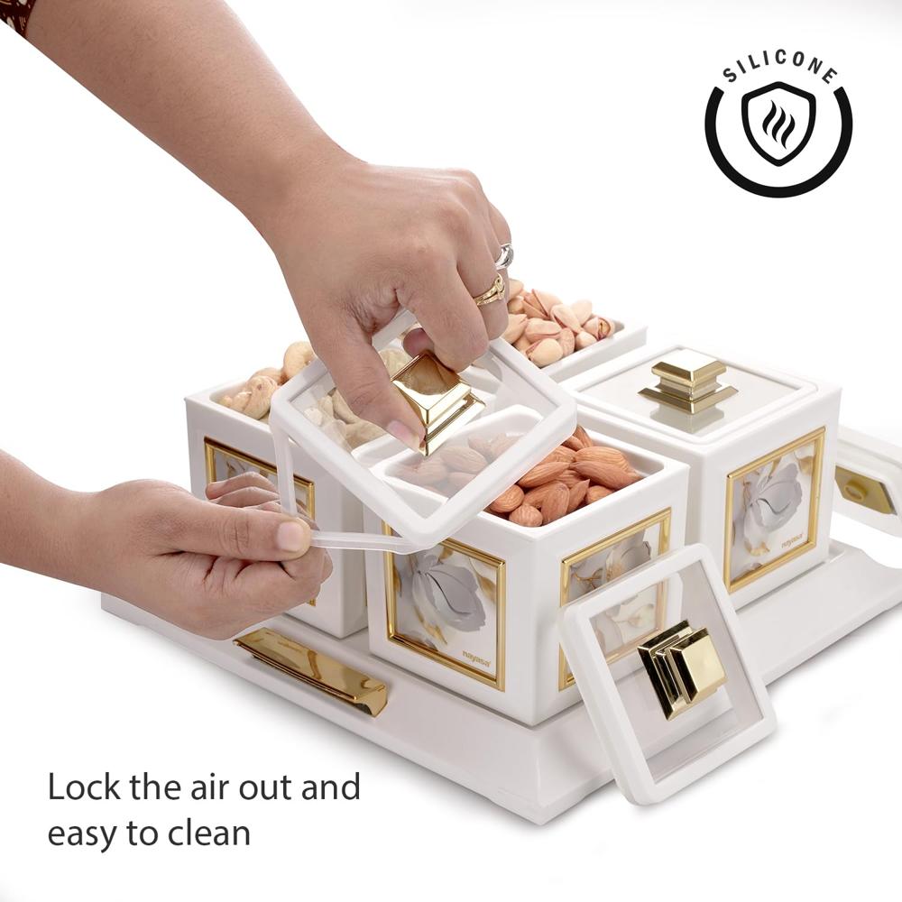Nayasa Mansion Dry Fruit 4 Pc Container Serving Tray