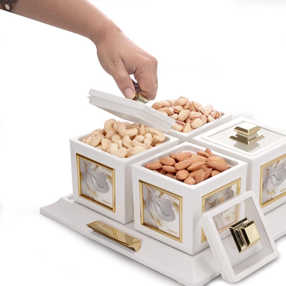 Nayasa Mansion Dry Fruit 4 Pc Container Serving Tray
