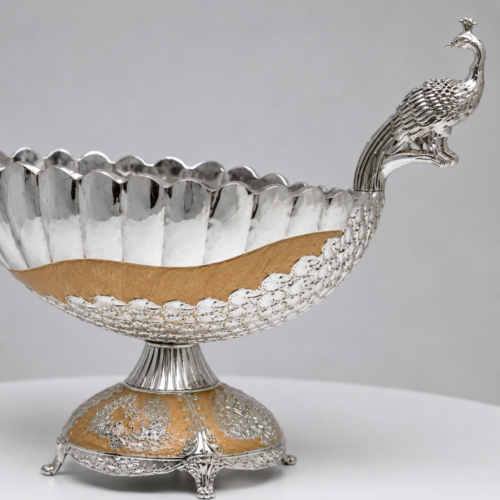German silver peacoak bowl