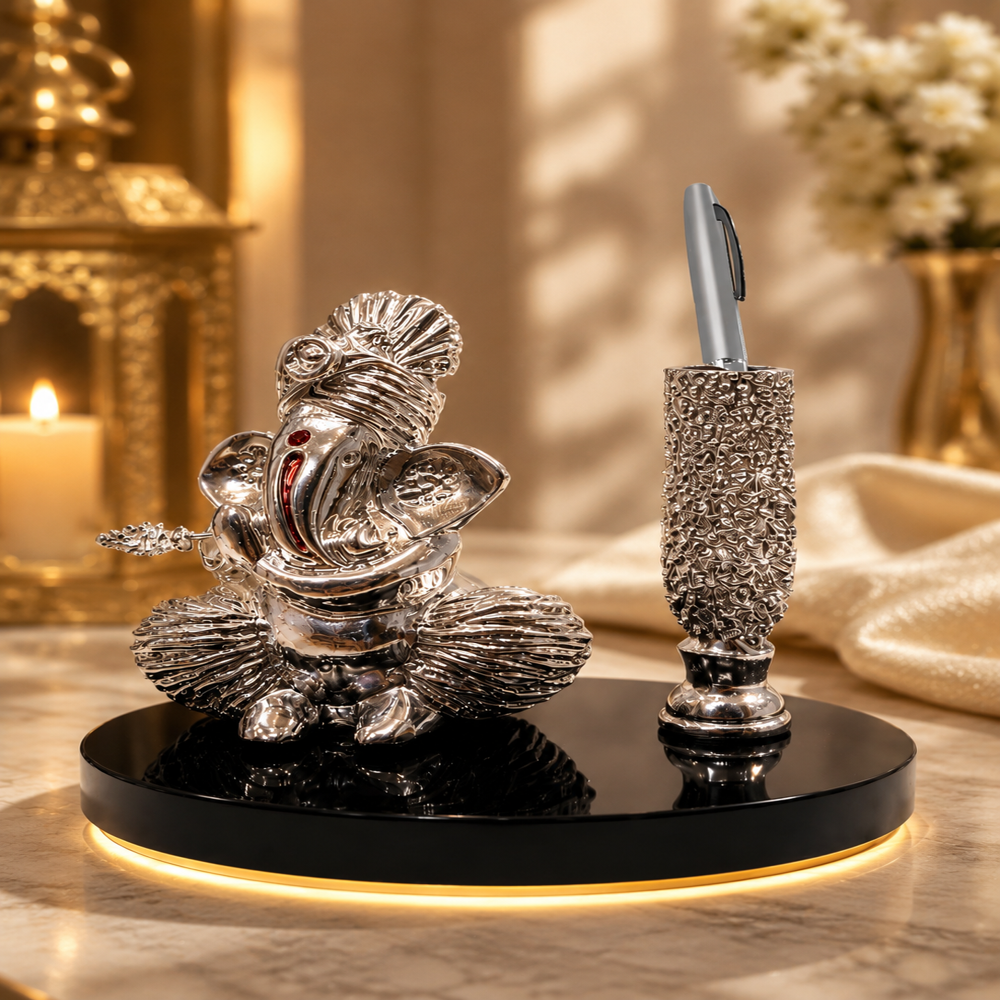 Luxurious decorative Pen stand with ganesh ji idol
