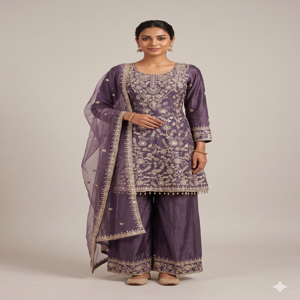 PL-20329 Embroidered Short Anarkali Set