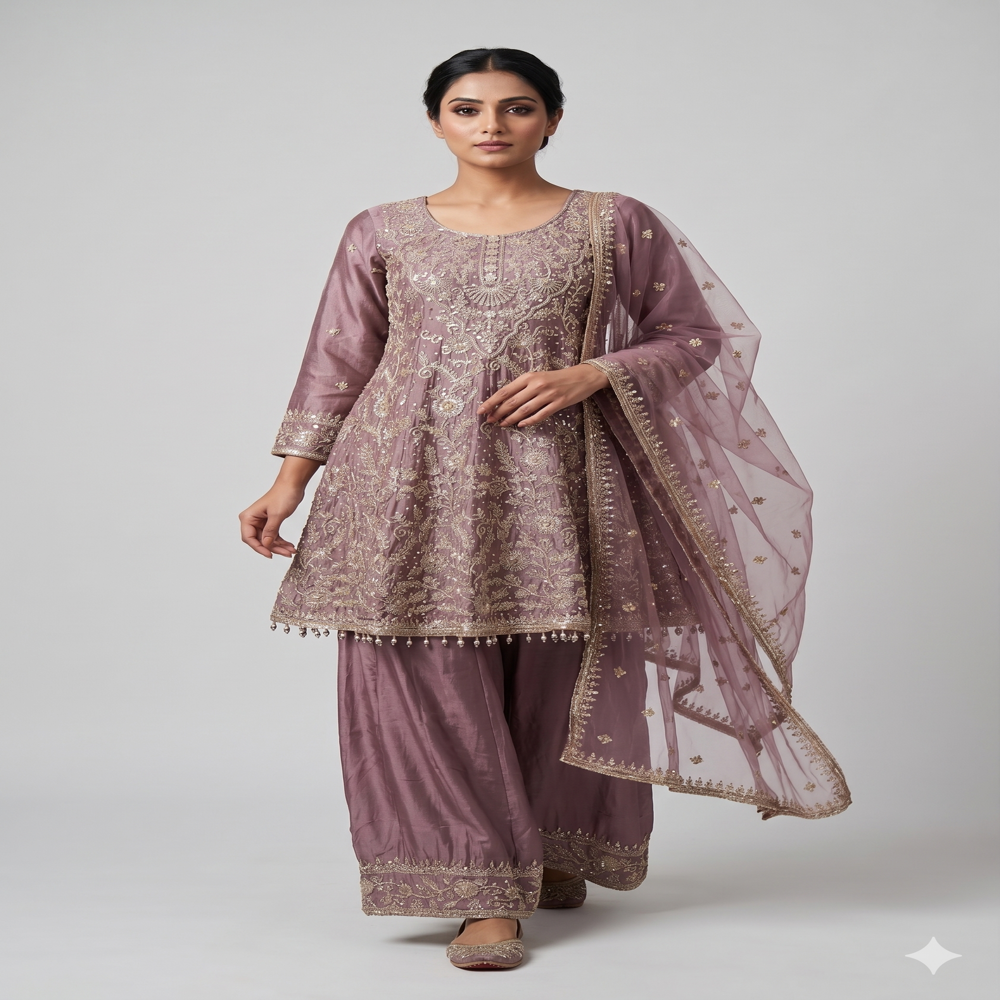 PL-20329 Embroidered Short Anarkali Set