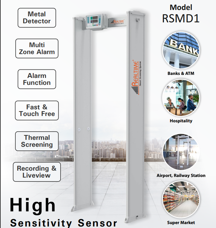Realtime Door Frame Metal Detector RSMD1 (Single Zone)