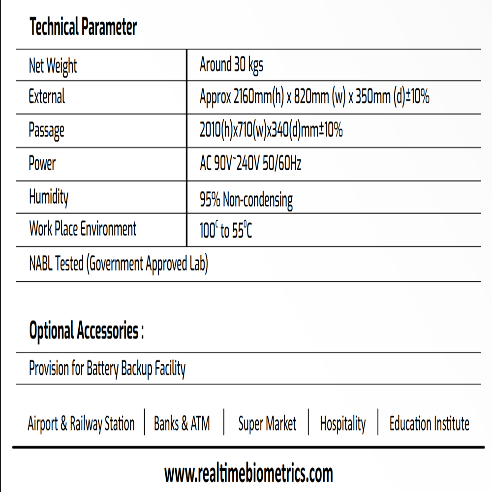 Realtime Door Frame Metal Detector RSMD3 (Three Zone)