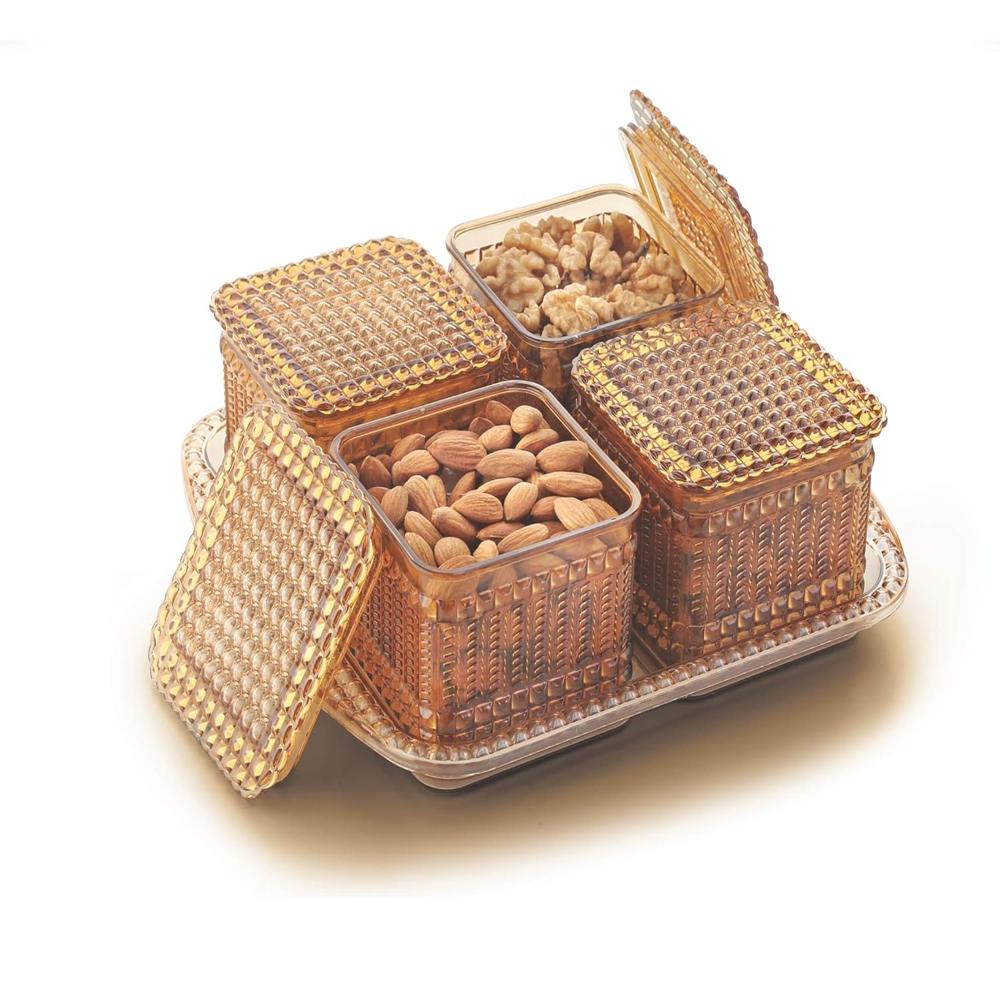 Nayasa Plastic Dry Fruit Container With Tray - 540ml