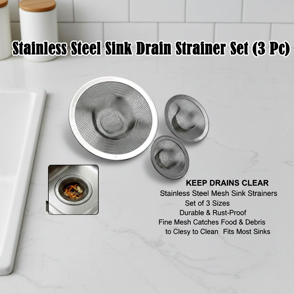 Stainless Steel Sink Drain Strainer Set (3 Pc) - Application: As Per Product Requirement