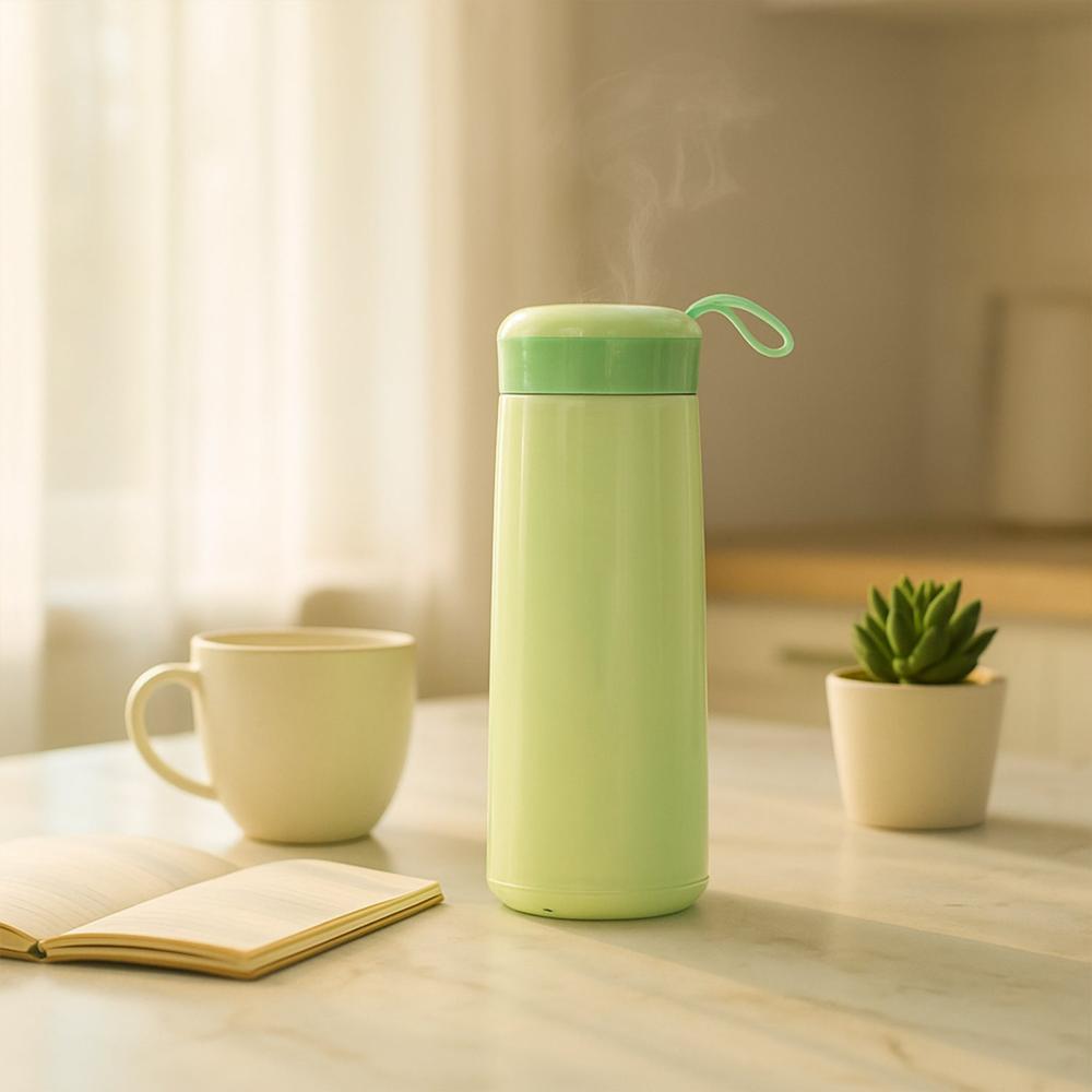 Leak-Proof Plastic Flask - (Green Color / 1 Pc / 400ML)