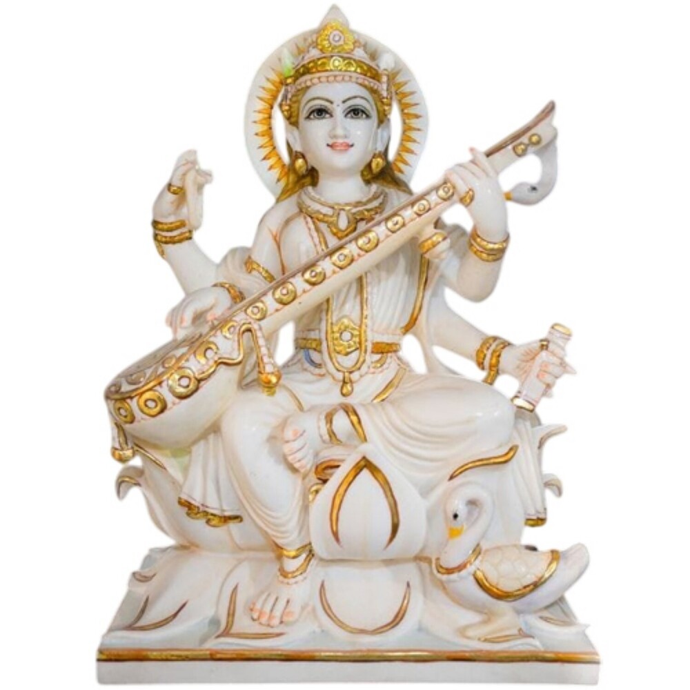 Polished Marble Maa Sarswati Moorti